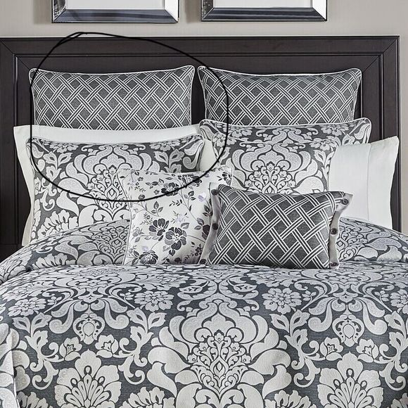 Croscill Remi Euro Sham Grey Gray Diamond Jacquard 26" x 26" Sham - Picture 2 of 6